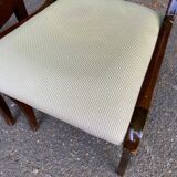 2 solid mahogany and beige fabric chairs, Louis Philippe style