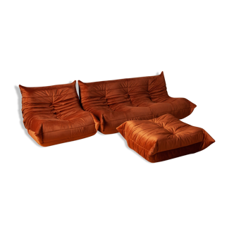 3-seater sofa, armchair and ottoman Togo model designed by Michel Ducaroy 1973