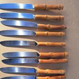 9 vintage bamboo handle knives
