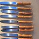 9 vintage bamboo handle knives