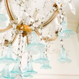 Lustre Marie-Thérèse en cristal et verre de Murano bleu