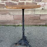 Pedestal table metal & wood garden bistro