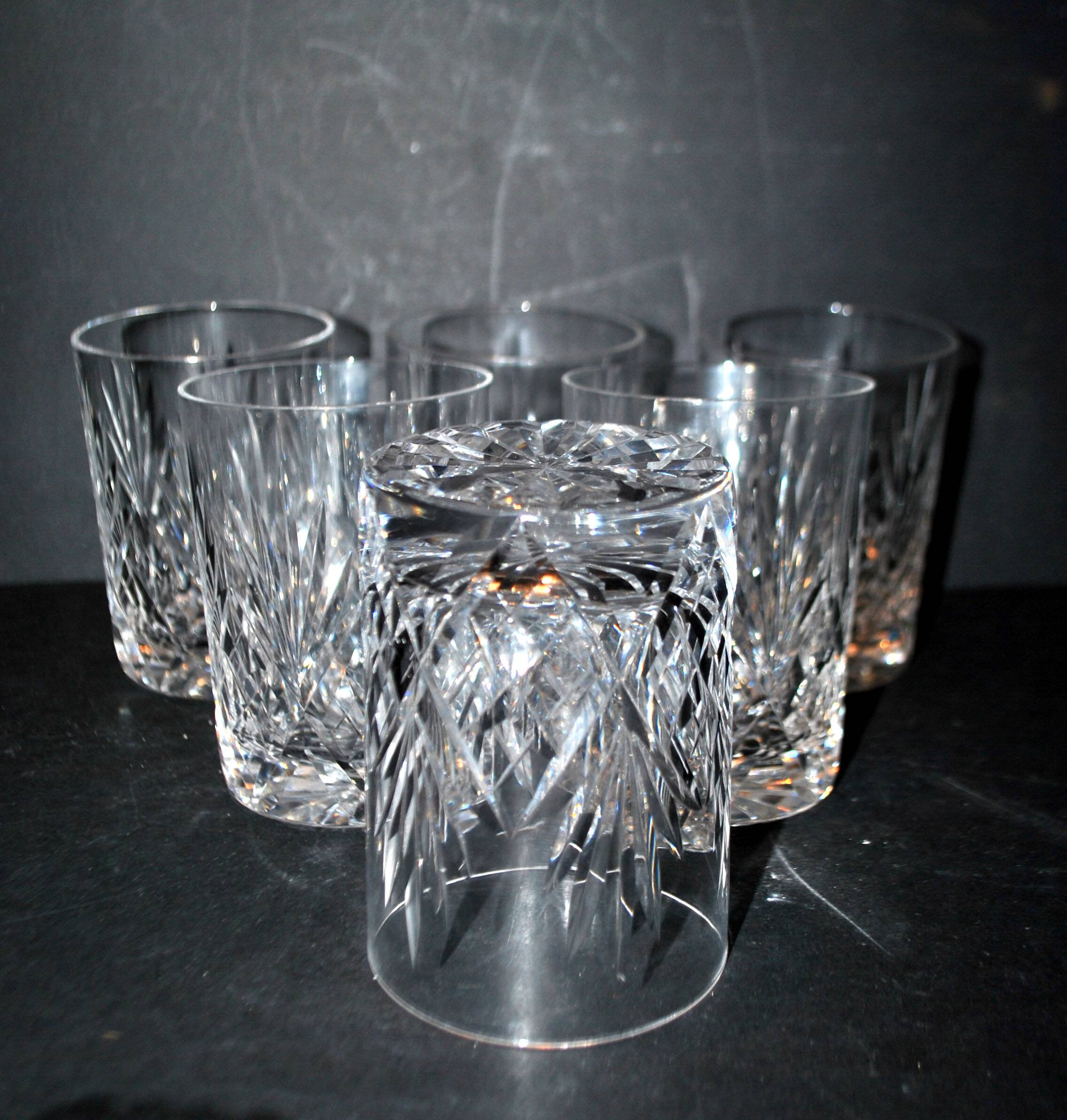 Set of 6 Lemberg Junon cut crystal whisky glasses near Chantilly