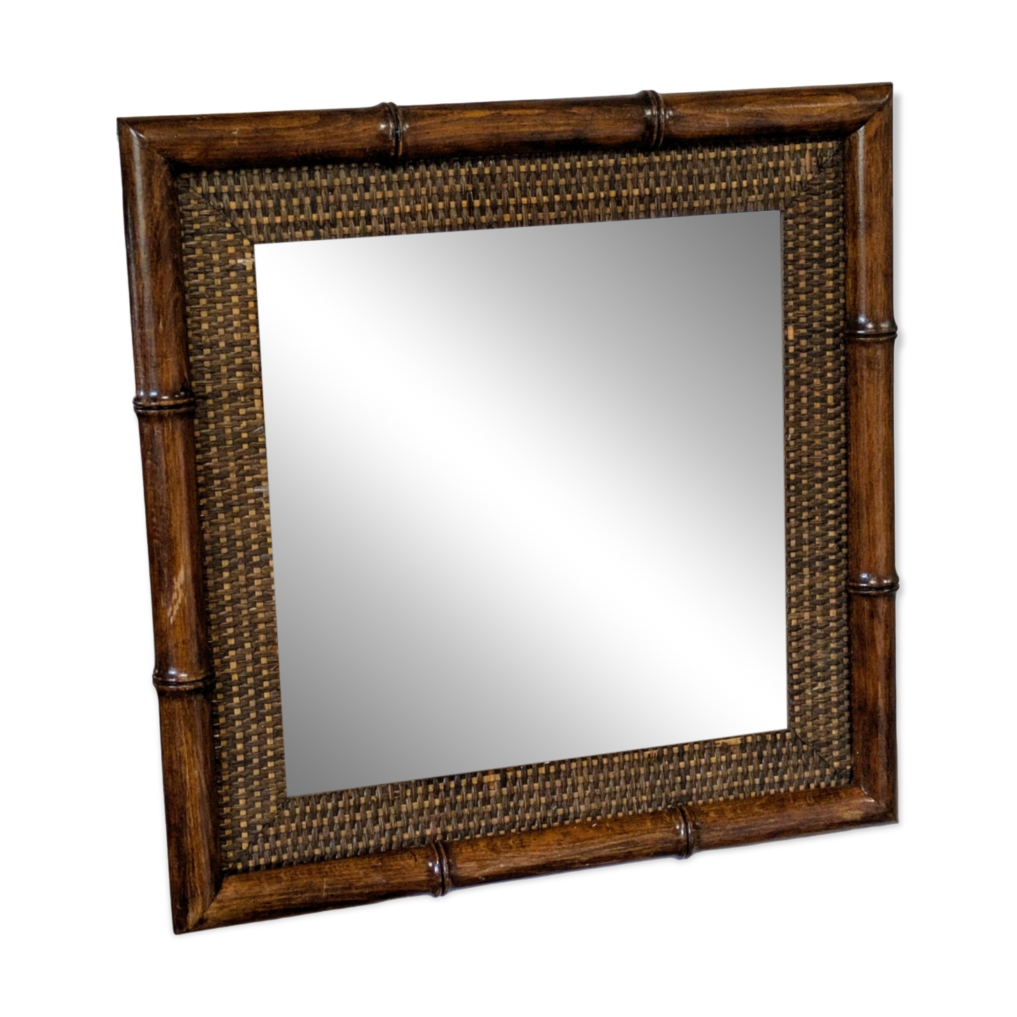 Bamboo rattan mirror