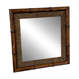 Bamboo rattan mirror