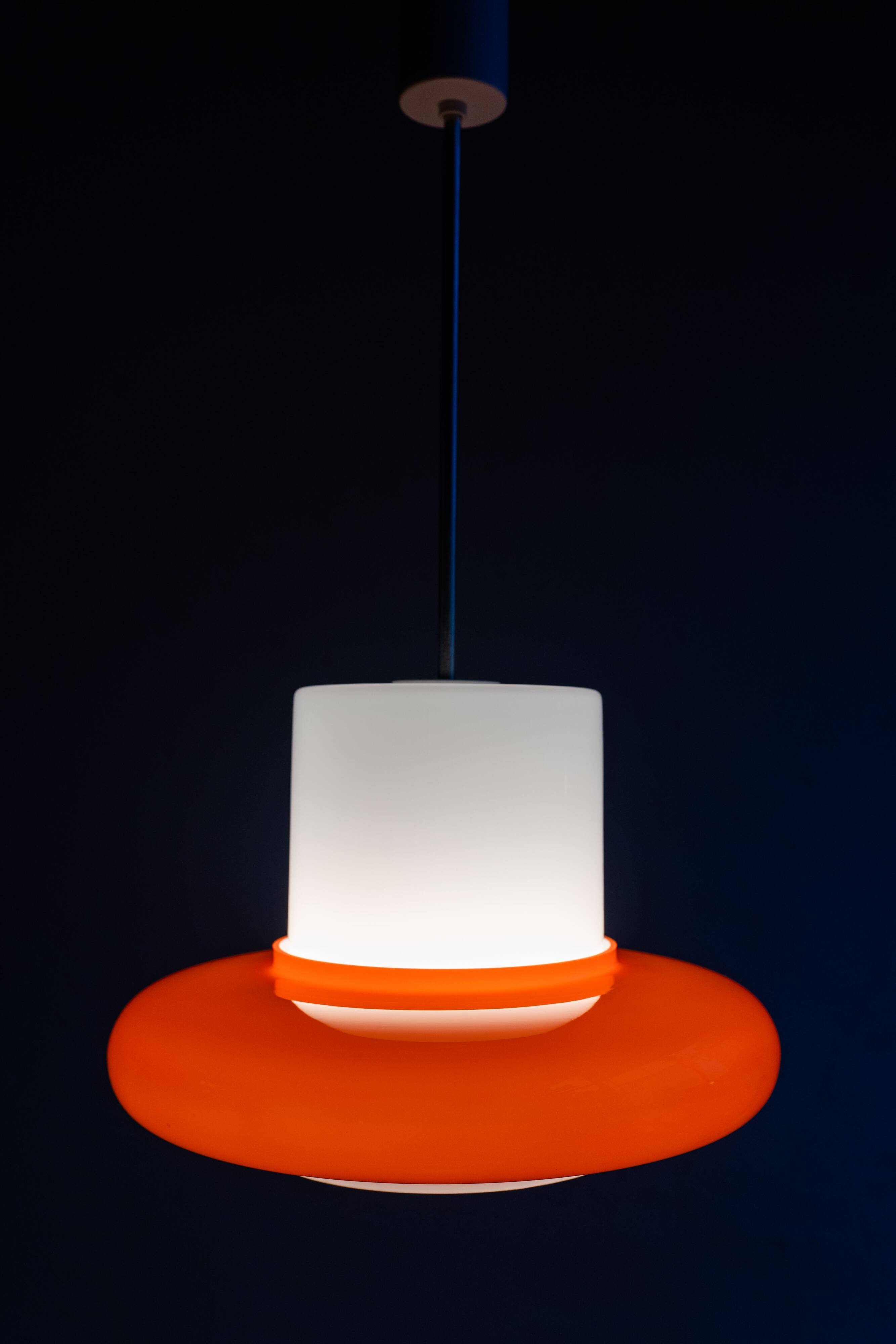 Vintage Czechoslovak Hanging Glass Lamp By Osvětlovací Sklo, 1970s