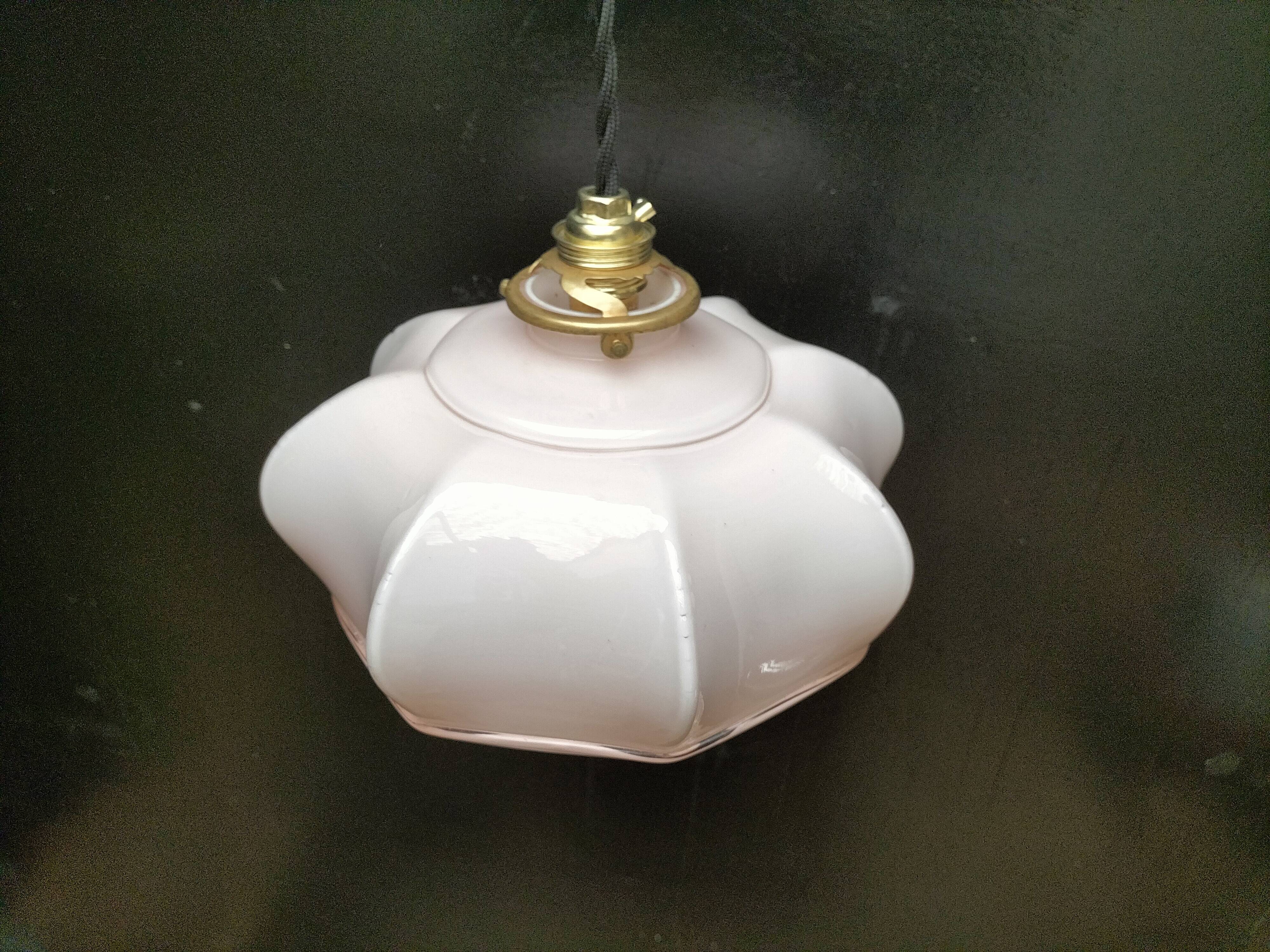 Pink opaline pendant light