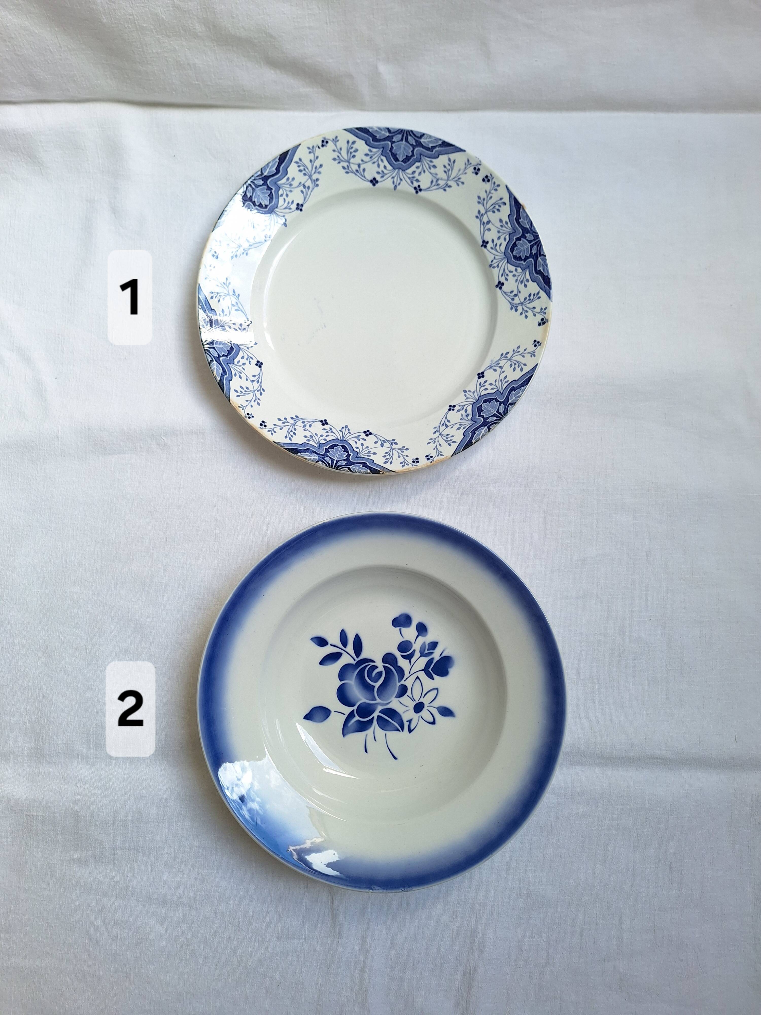 Badonviller and Creil and Montereau blue deep dish