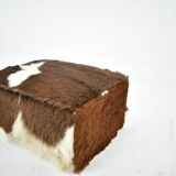 red brown leather cowhide footstools , poufs, 80s