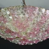 Wonderful Extra Large Size Pink Murano Glass Ceiling Light Flower by Seguso