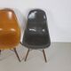 Eames Herman Miller DSW side chairs in ochres and light greige