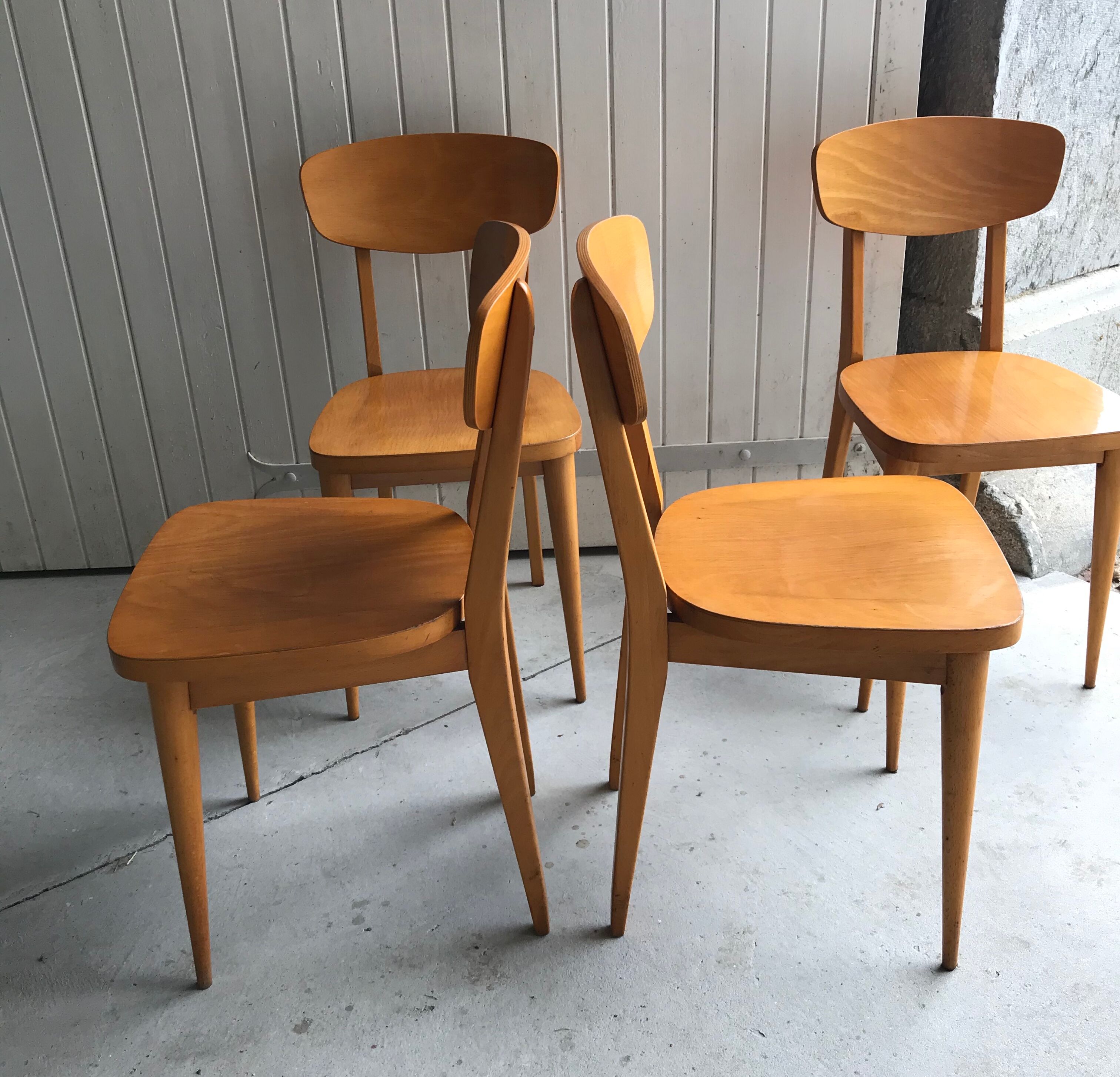 Set of four bistro chairs stamped Luterma