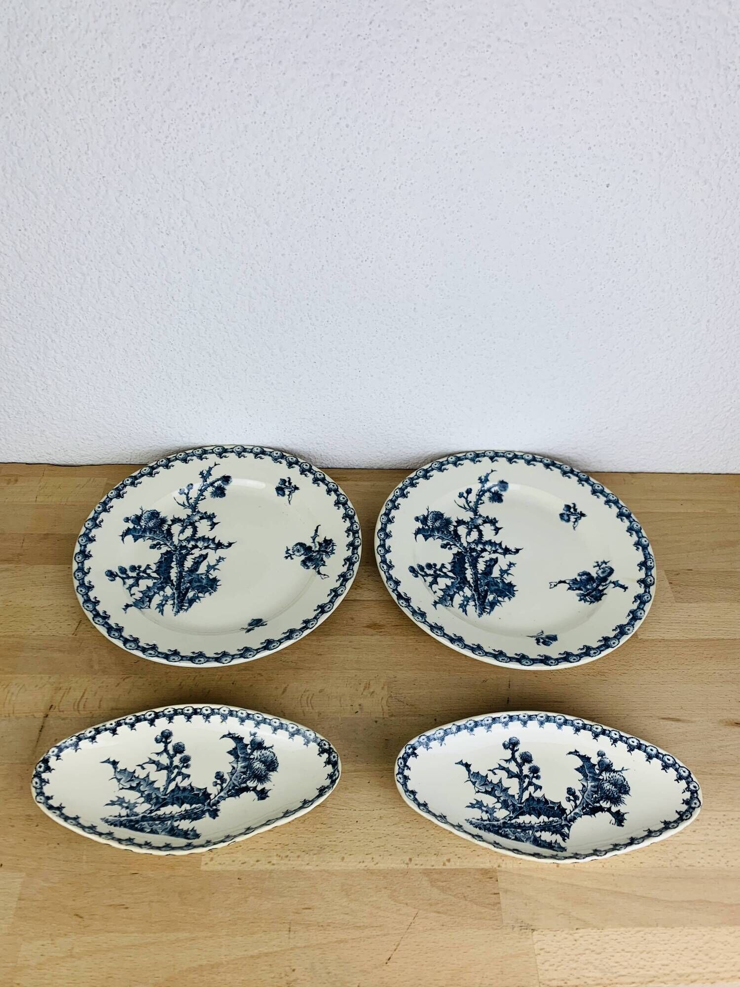 2 round dishes and 2 old Chardons model serving bowls by Gien