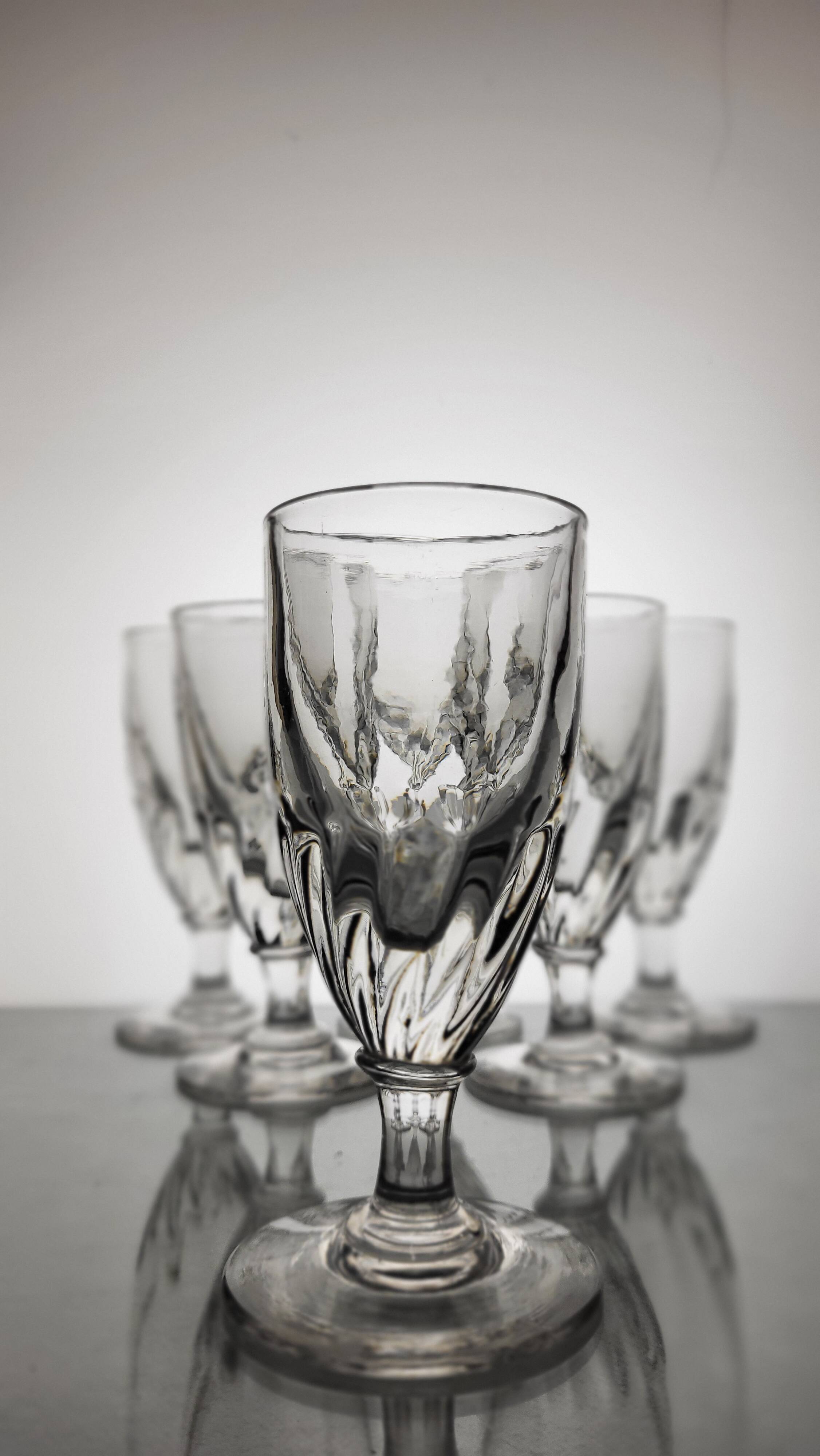 6 19th century wine/absinthe glasses