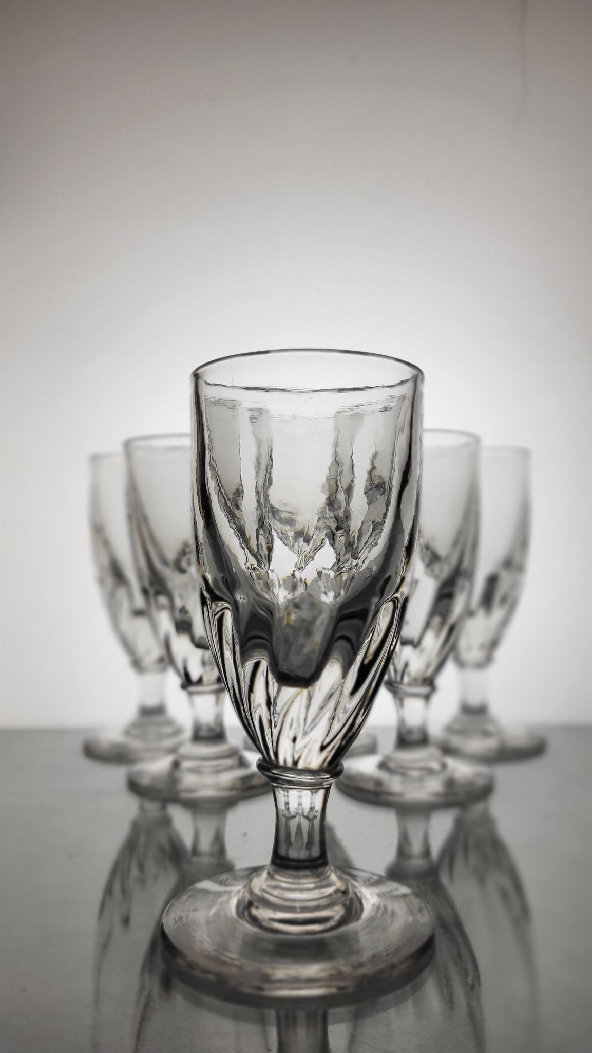 6 19th century wine/absinthe glasses