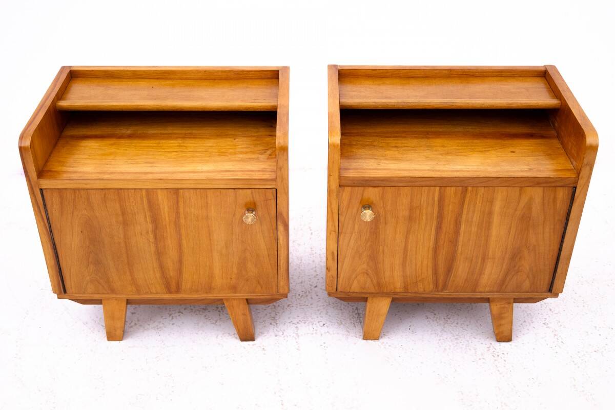 Pair of Art Deco bedside tables, Poland, 1950s.
