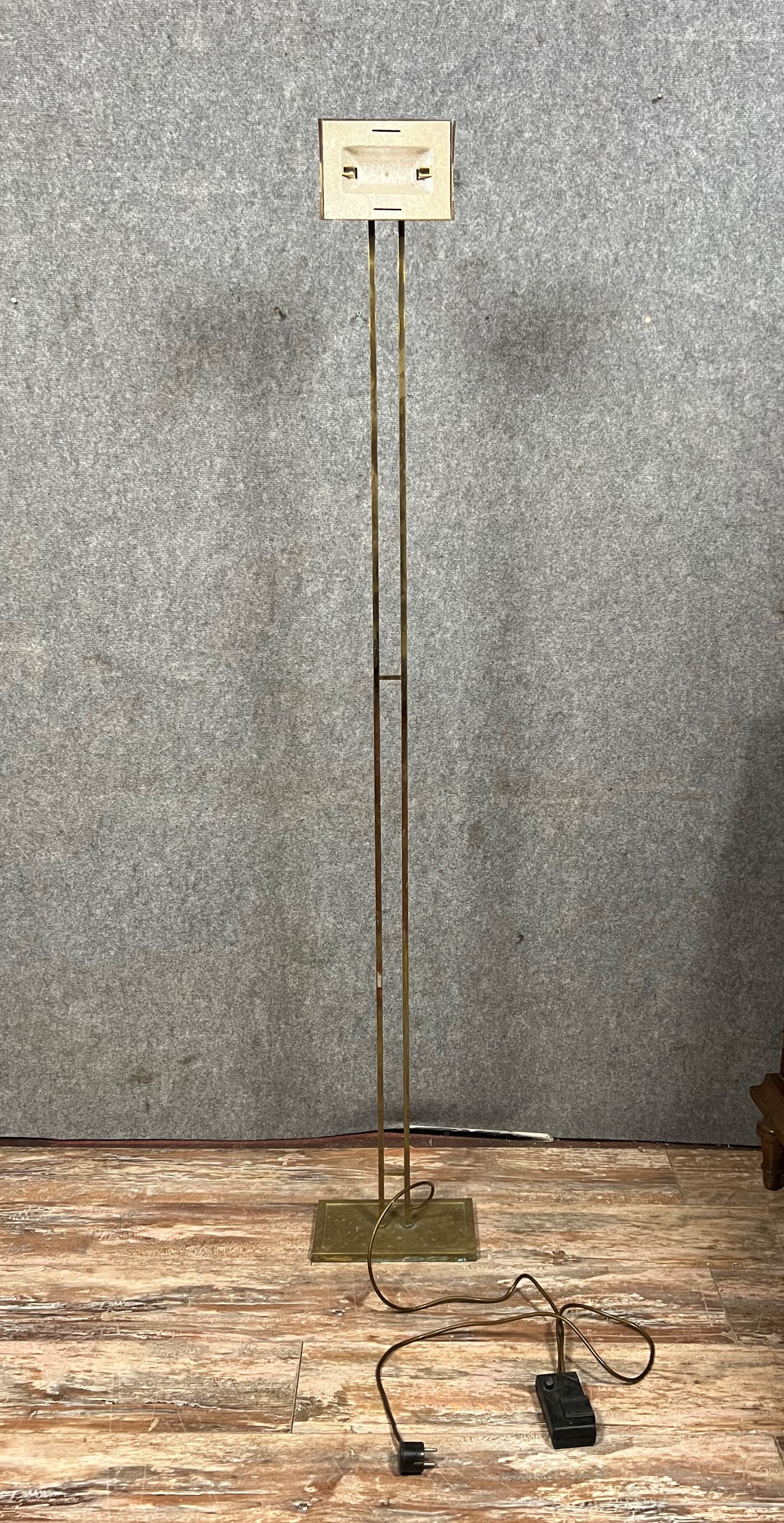 Vintage 60's floor lamp in gilded brass with swivel head