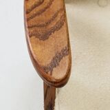 Vintage armchair with rustic wood and beige bouclé design by Chierowsky.