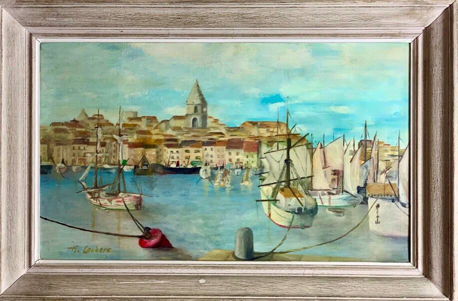 Oil on canvas representing "The old port of Marseille" signed H.CONDORE