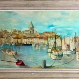 Oil on canvas representing "The old port of Marseille" signed H.CONDORE