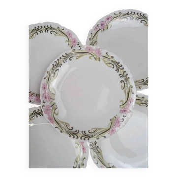 Lot de 5 assiettes à dessert Limoges en porcelaine décor Art nouveau