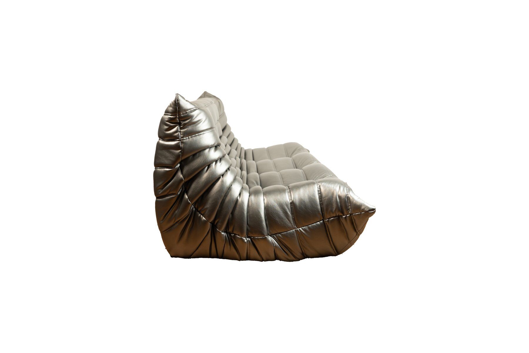 Silver leather Togo 3-seater sofa by Michel Ducaroy for Ligne Roset