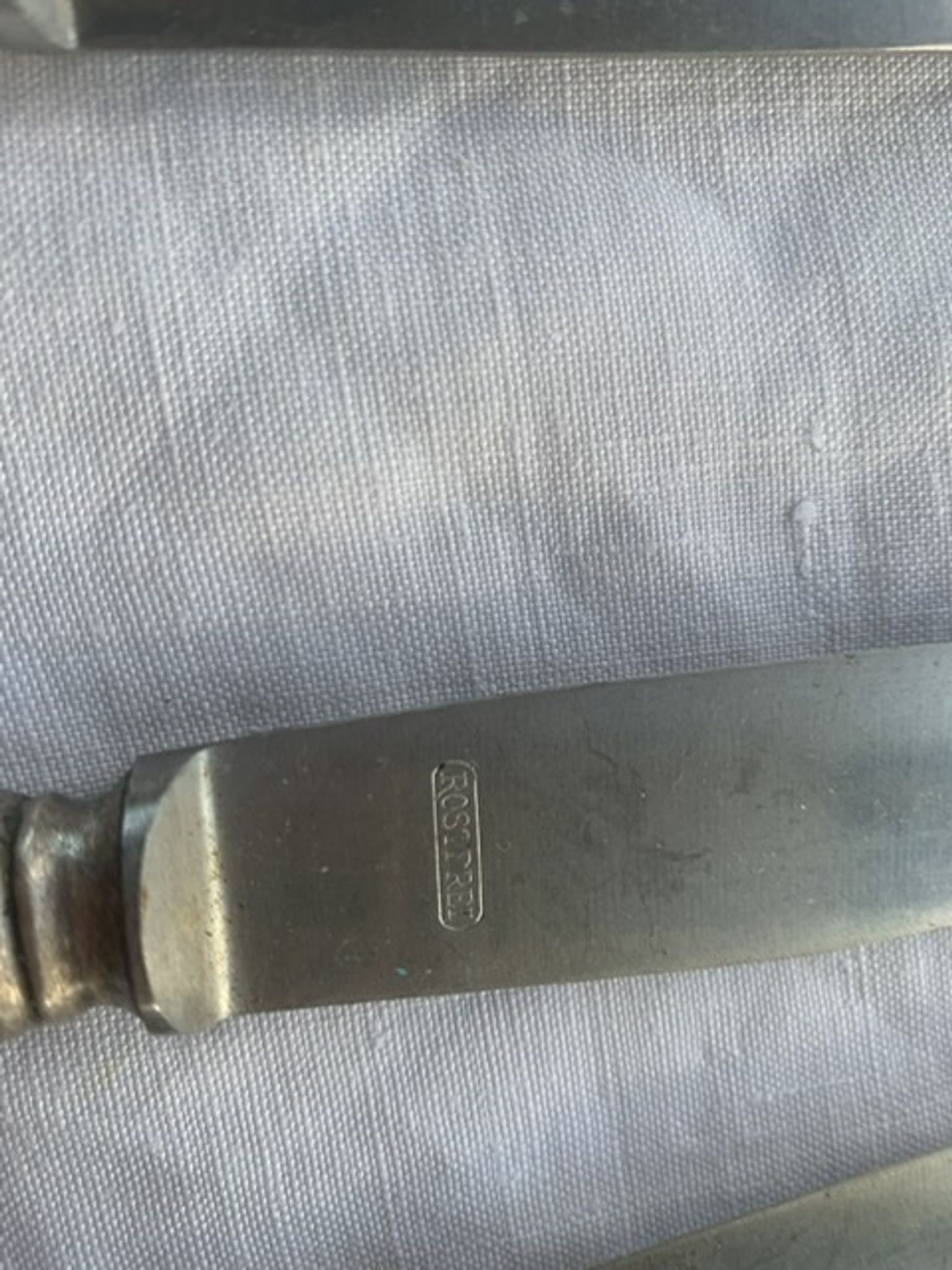 7 silver metal knives vdw Schwerte including an antique RJ monogram