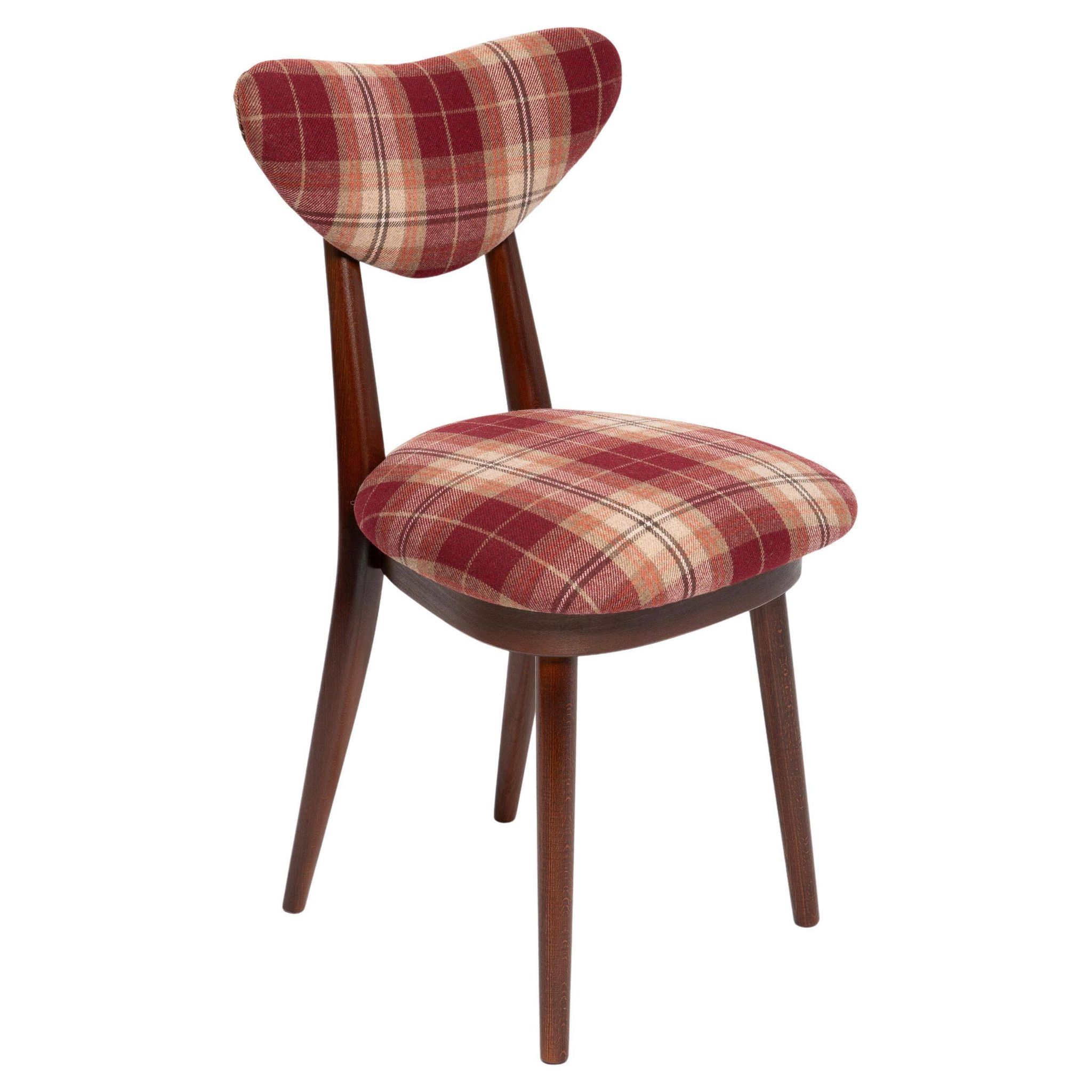 Classic Scottish chair in red burgundy tartan pattern, mid-century, Europe, 1960s.
