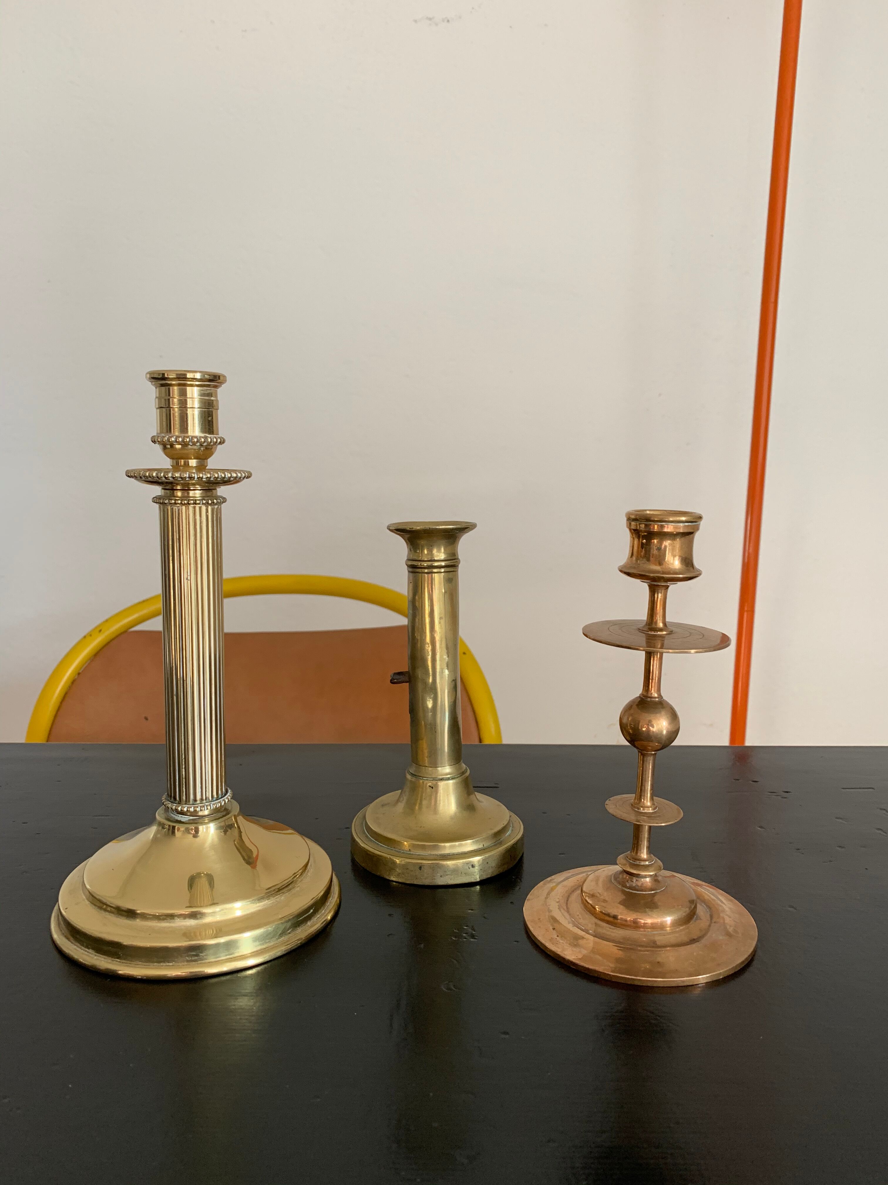 Set 3 vintage brass candlesticks
