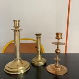 Set 3 vintage brass candlesticks