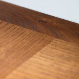 Midcentury nesting gigogne tables with parquetery in oak, 1950s france