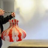 Vintage murano glass flower lamp for mazzega