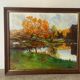 Autumn at the lake, oil on canvas signed Lucien Bertrand