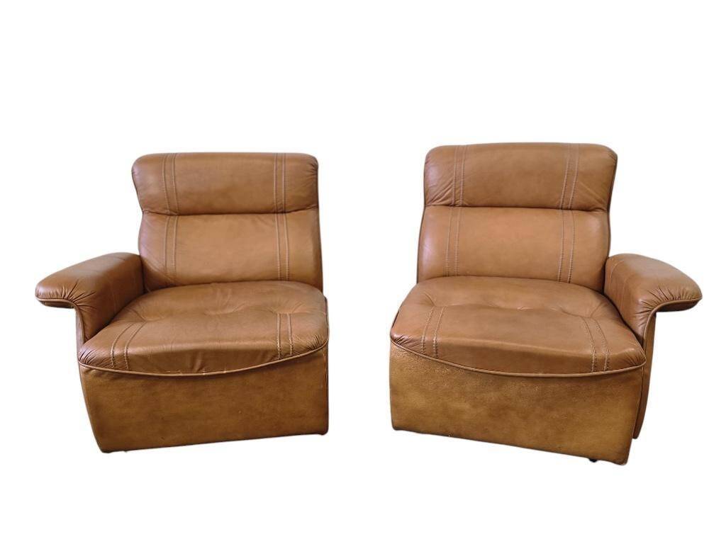 Vintage two-seater cognac leather sofa