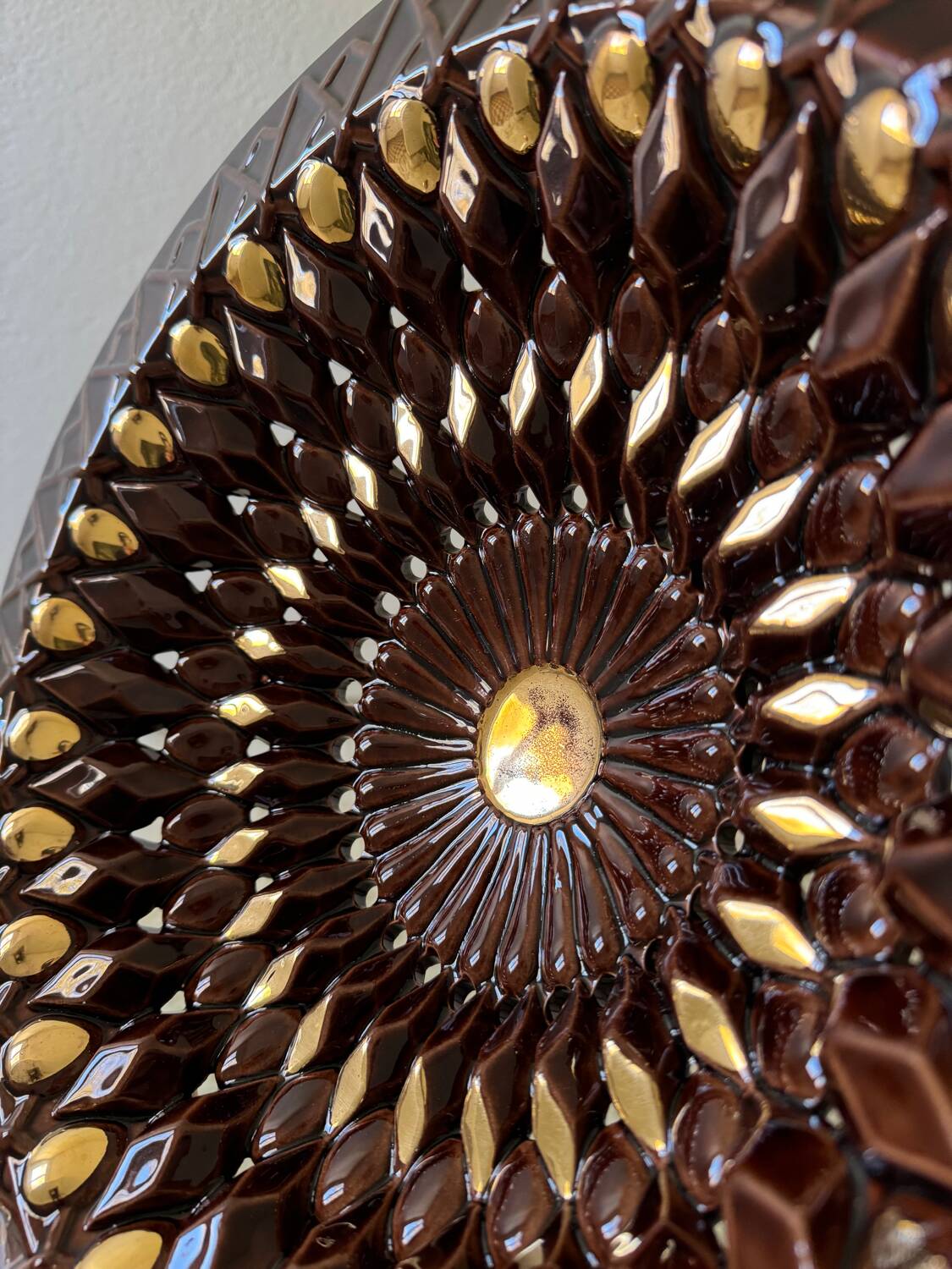 Large decorative openwork ceramic dish Vallauris 60s