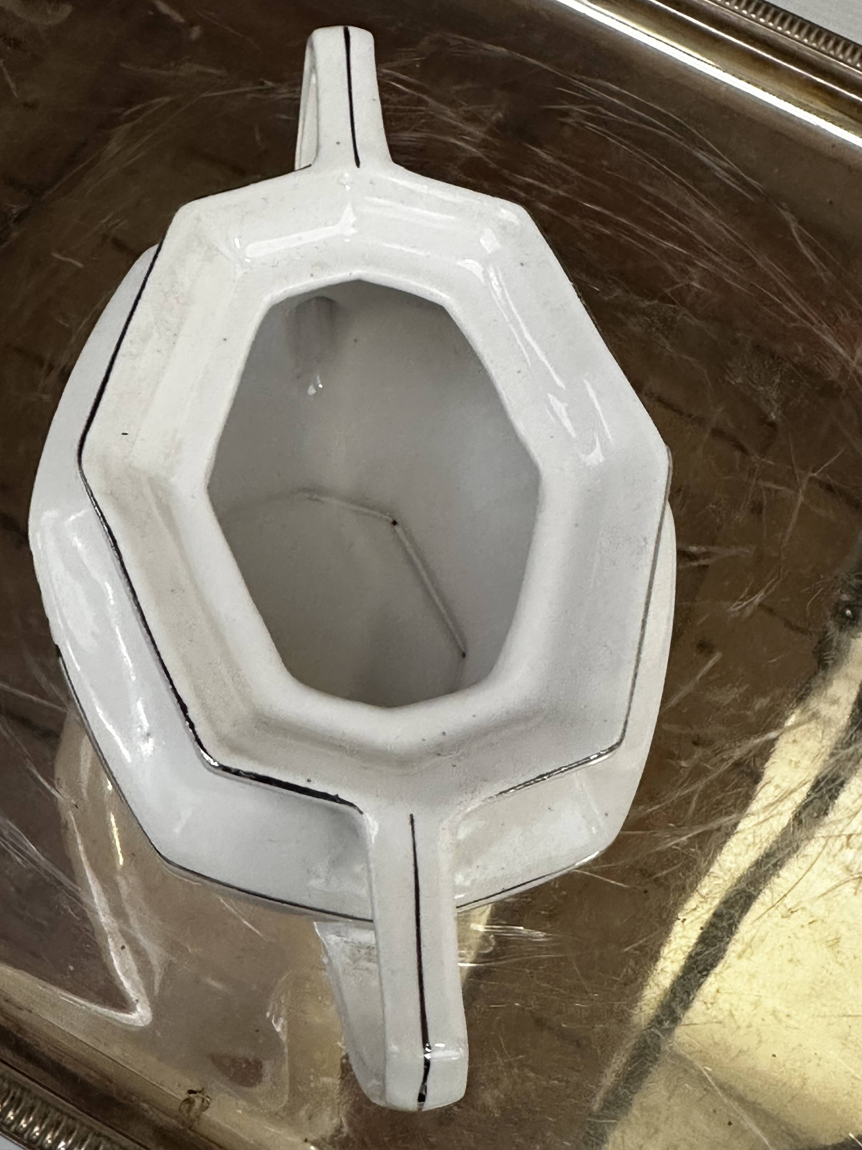 Art Deco sugar bowl circa 1930-40 Czechoslovakian porcelain - Silver trim