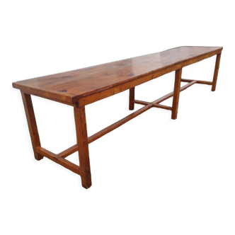 Old country farmhouse table of 3m50 for 12 people with rustic fir spacers
