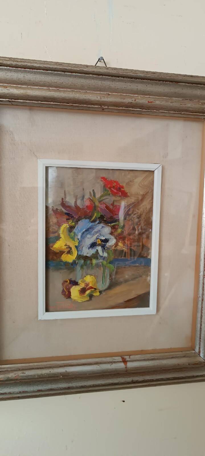 Oil painting on panel Remo Fabretti (Ancona 1905-1983) vase with flowers