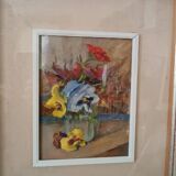 Oil painting on panel Remo Fabretti (Ancona 1905-1983) vase with flowers