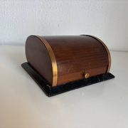Vintage 1960 cigarette holder ashtray dispenser wood metal - 19 x 15 cm