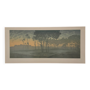 Lithographie par Henri Rivière La Féérie des Heures - L’Aube
