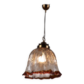 Vintage ceiling light in brass and glass, Italy, 1980s.