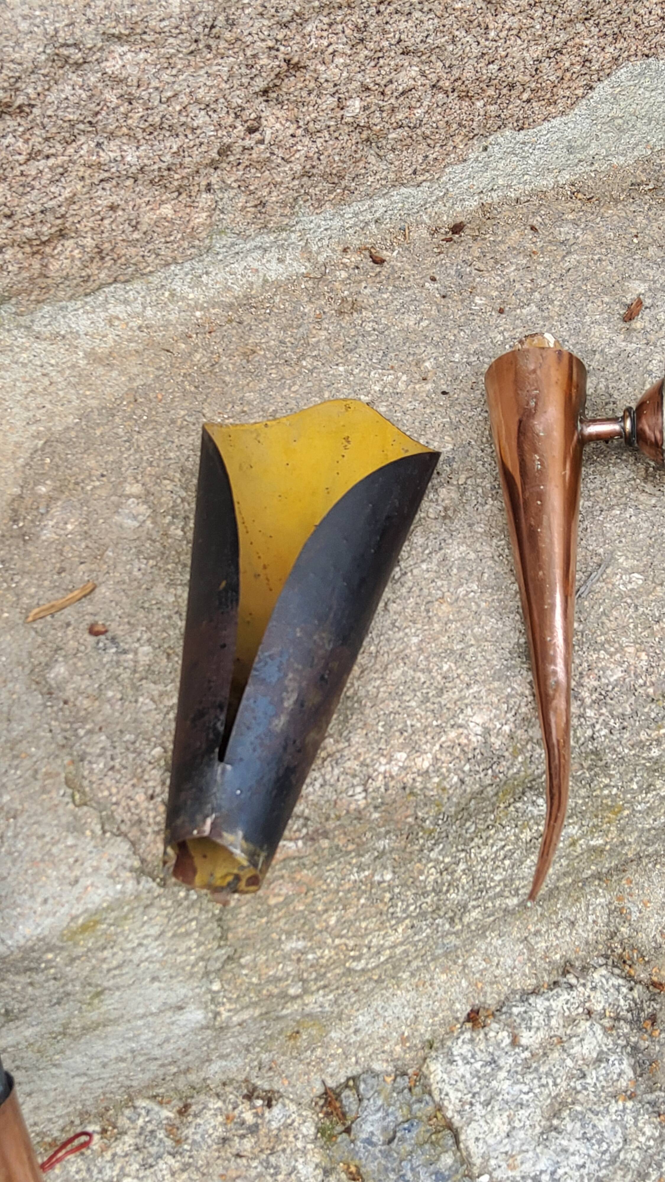 Pair of vintage 50s copper and metal wall lights
