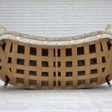 1970s, Danish 3 seater curved sofa, original multicolor furniture fabric.