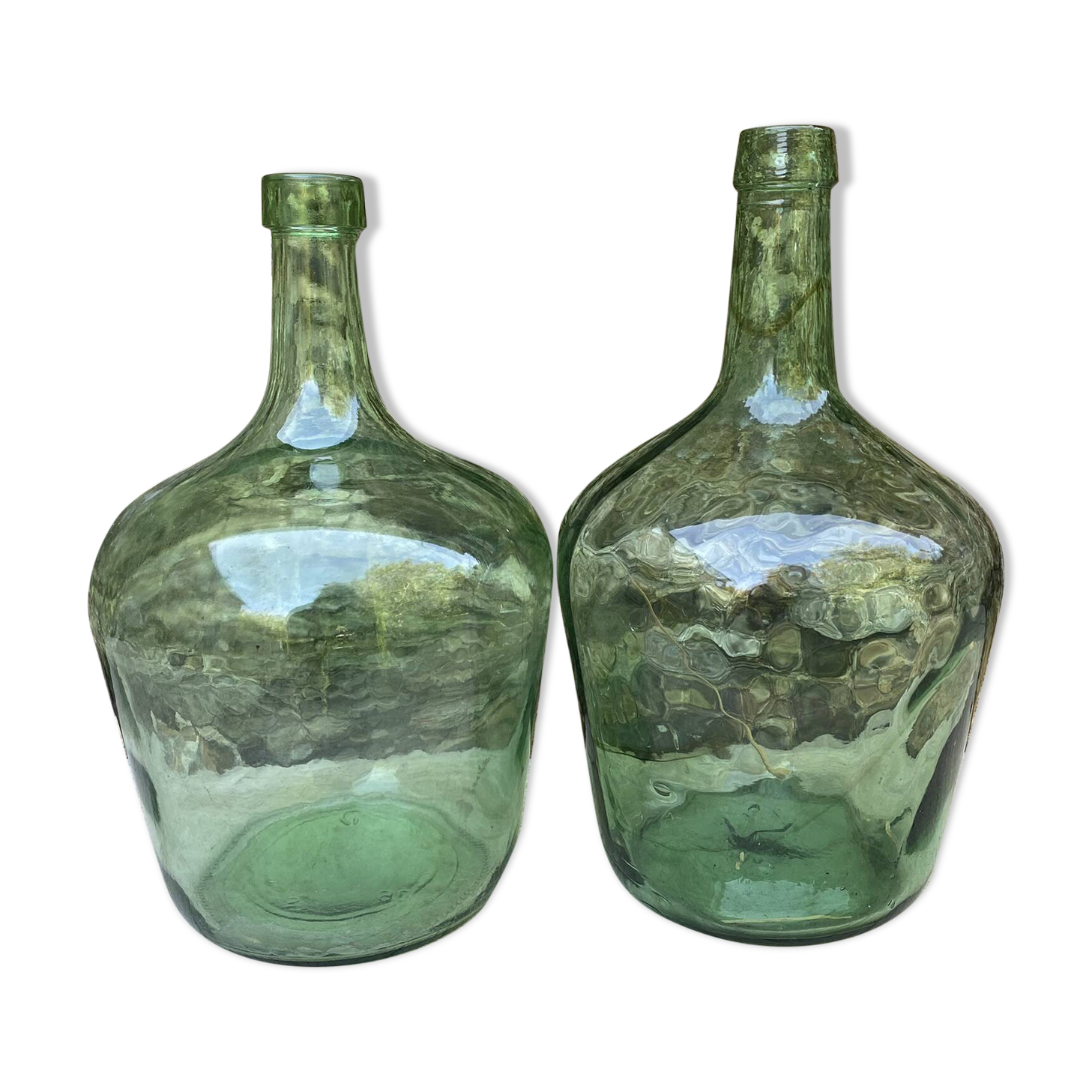 Lot de dame-jeanne en verre teinté