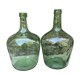 Lot de dame-jeanne en verre teinté