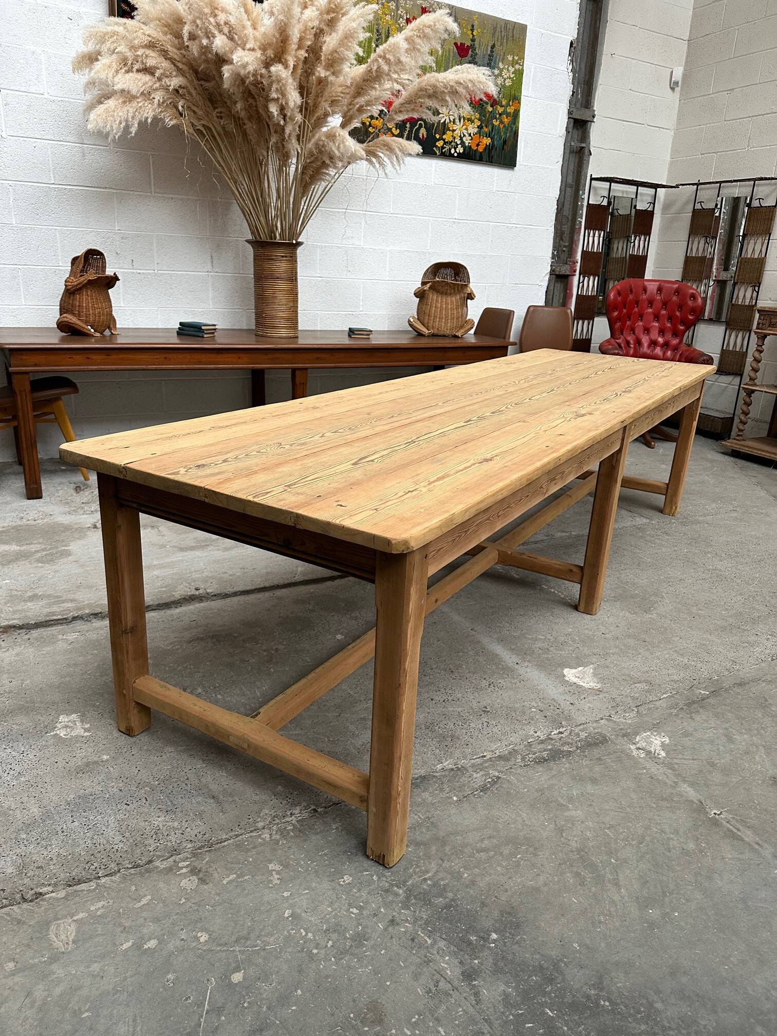 Large 20th century pine community table
