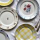 Set of 6 mismatched old earthenware flat plates Céranor Moulin des loups Digoin ACC-7187