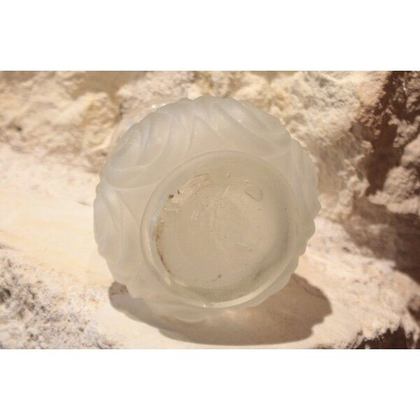 Vase or satin moulded glass hyacinth vase in Art Deco style circa 1930.