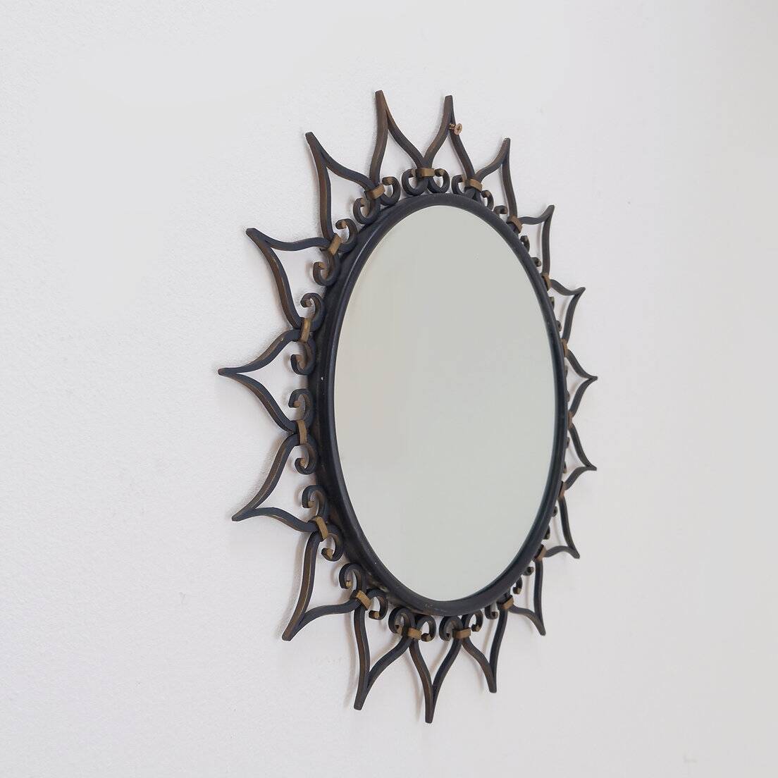 Vintage Black metal sun mirror
